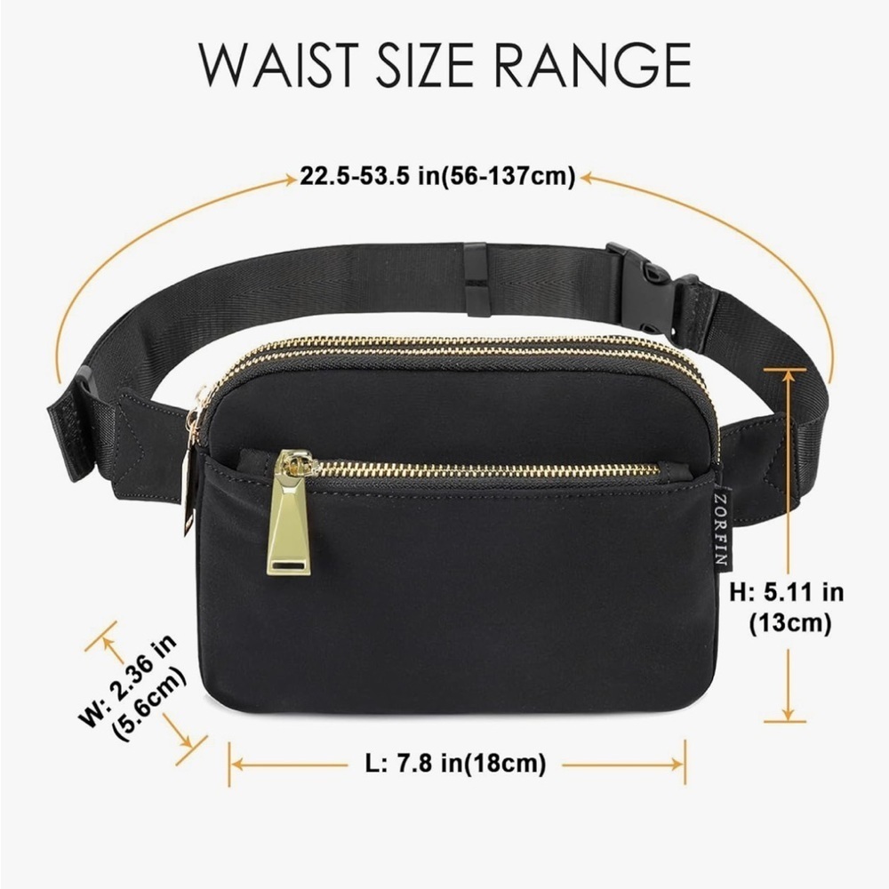 Pebbled Black Leather Crossbody Belt Bag - Picture 2 of 9